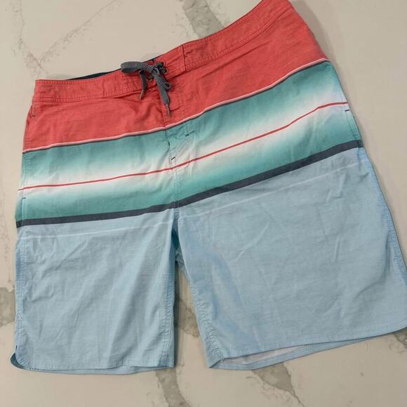 Goodfellow & Co™ Board Shorts Swim Trunks Men’s 40 Blue/Red Striped Tie Front - Picture 2 of 6